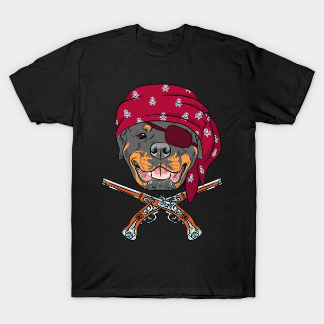 Dog Rottweiler Pirate T-Shirt by kavalenkava